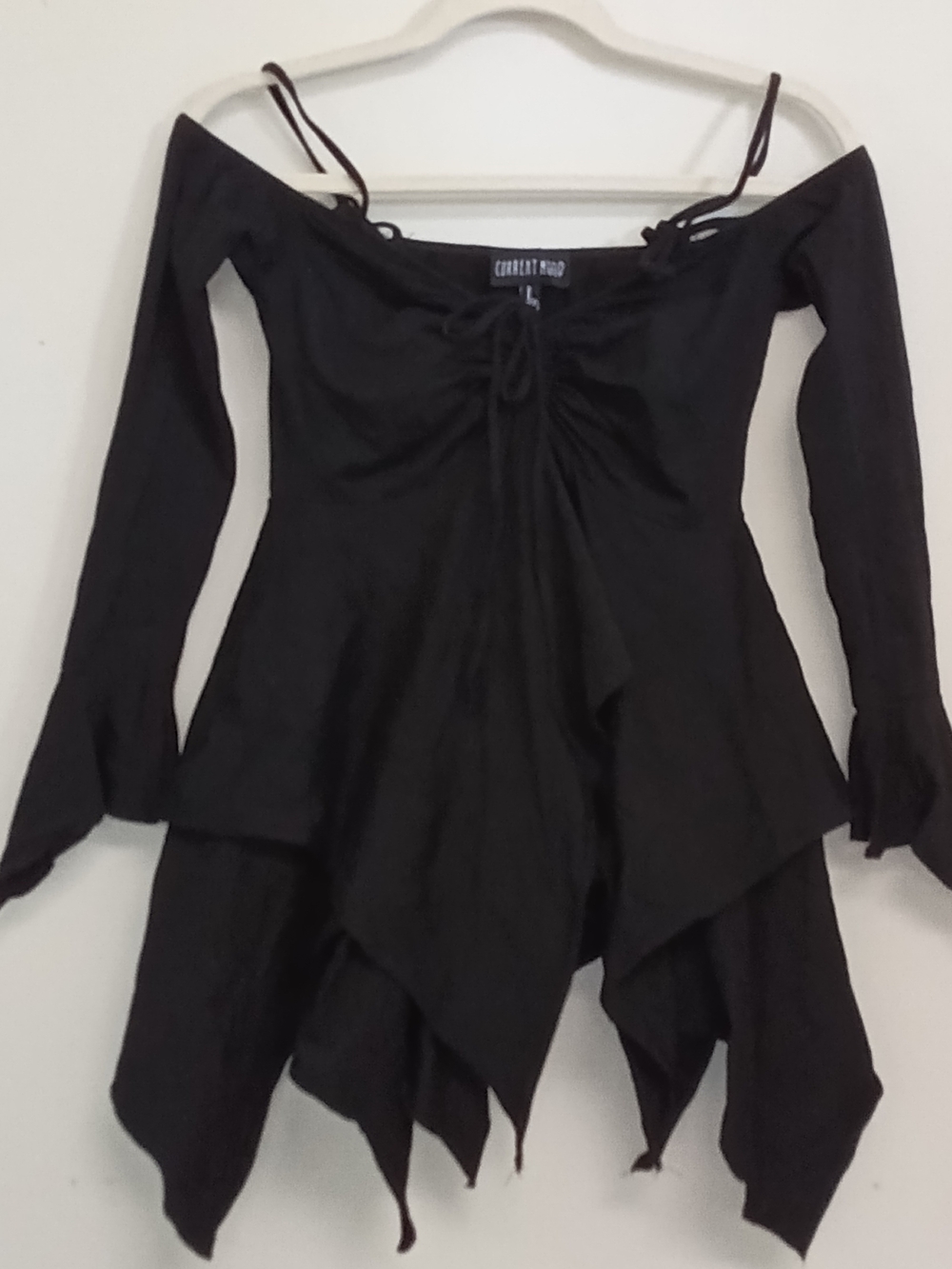 Current Mood Black Off-Shoulder Asymmetric  Witchy Whimsygoth Costume Dark Fairy